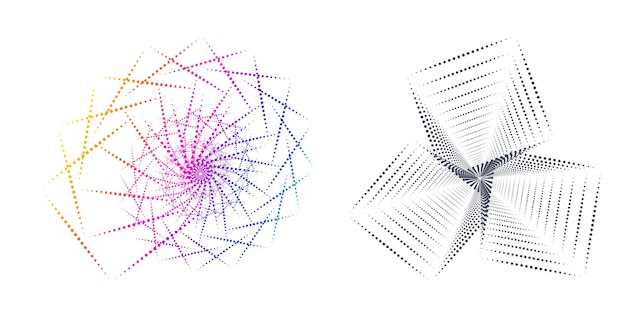 Sæt designelement cirkel Isolerede farver i fed vektor gylden ring fra Abstrakte glødende bølgestriber af mange glitrende hvirvler skabt ved hjælp af Blend Tool Vektorillustration EPS10 til din præsentation