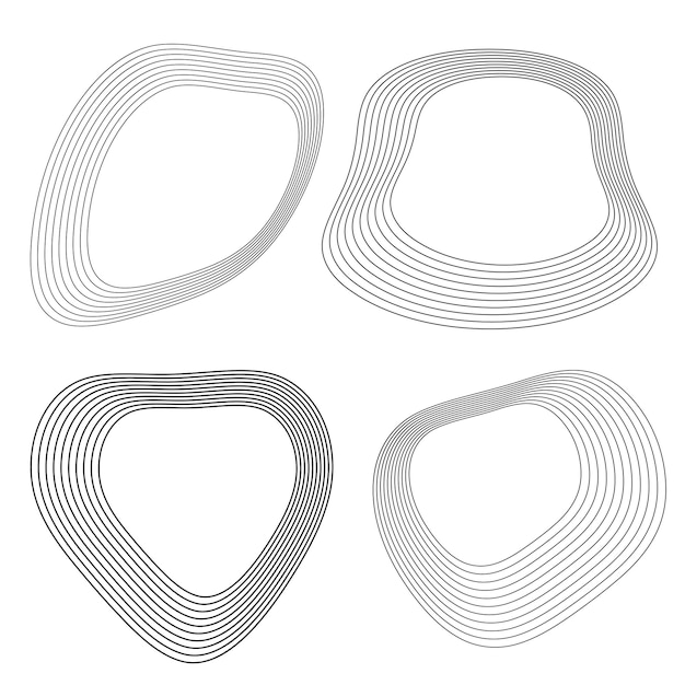 Sæt designelement cirkel Isolerede farver i fed vektor gylden ring fra Abstrakte glødende bølgestriber af mange glitrende hvirvler skabt ved hjælp af Blend Tool Vektorillustration EPS10 til din præsentation