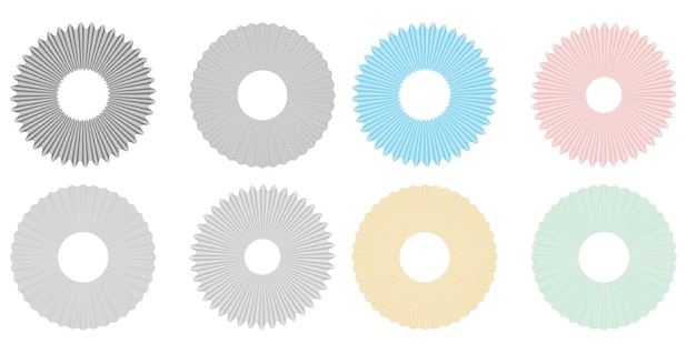Sæt designelement cirkel Isolerede farver i fed vektor gylden ring fra Abstrakte glødende bølgestriber af mange glitrende hvirvler skabt ved hjælp af Blend Tool Vektorillustration EPS10 til din præsentation