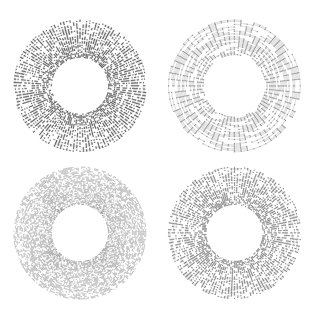 Sæt designelement cirkel Isolerede farver i fed vektor gylden ring fra Abstrakte glødende bølgestriber af mange glitrende hvirvler skabt ved hjælp af Blend Tool Vektorillustration EPS10 til din præsentation