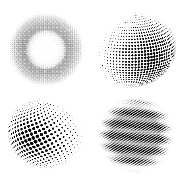 Sæt Designelementer symbol Redigerbar halftone ramme prik cirkelmønster på hvid baggrund Vektor illustration eps 10 ramme med sorte tilfældige prikker Rund kant Ikon bruger halftone cirkelprikker tekst