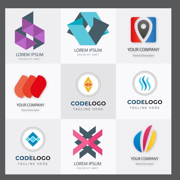 Sæt med Code Boost-logodesign, konceptvektor, Raketkode-logoskabelonikonvektor