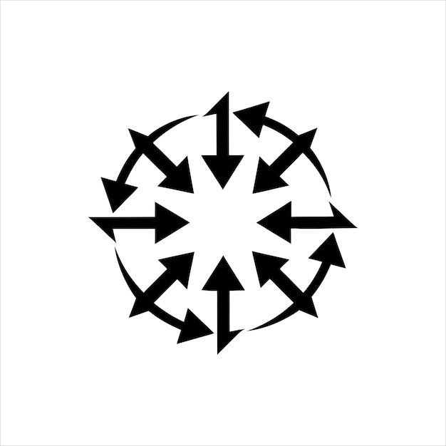 Sæt med fede, sorte pile-ikoner – buede, bøjede og cirkulære designs til navigation og grafisk design