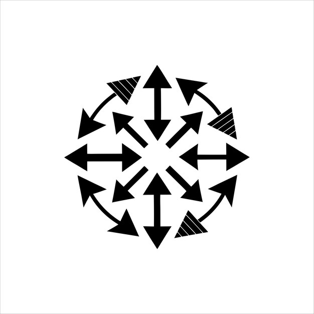 Sæt med fede, sorte pile-ikoner – buede, bøjede og cirkulære designs til navigation og grafisk design