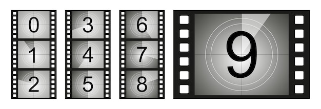 Sæt med nedtællingsramme Filmnedtælling Film-timer-tæller