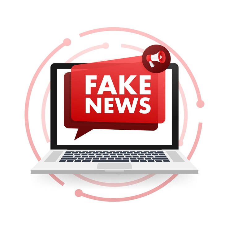 Vektör sahte haber megafonu elektronik internet dolandırıcılığı vektör illüstrasyon