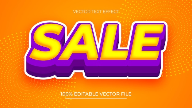 Sale cartoon 3d style text effect yellow and purple color