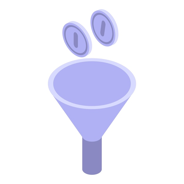 Sales funnel converting coins into profit isometric illustration