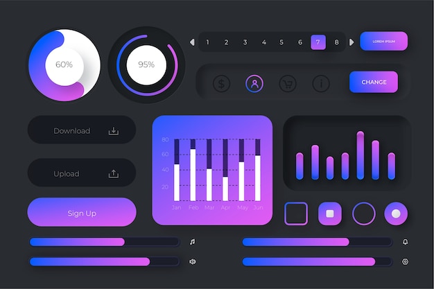 Samling af gradient UI-kit