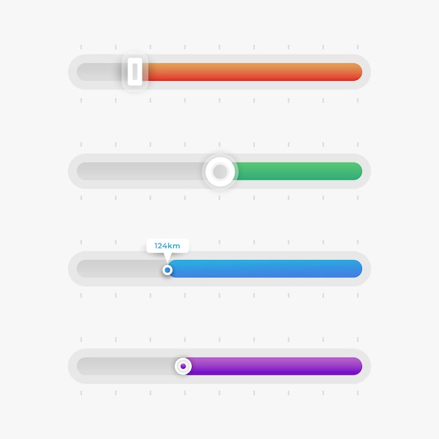 Samling af gradientfarvede UI-sliders