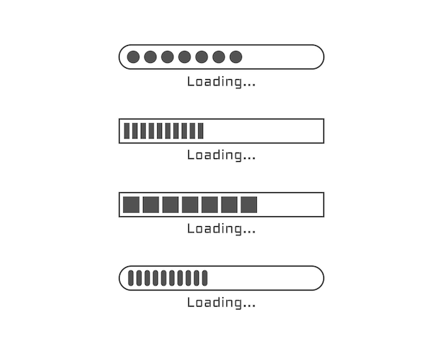 Samling af statusikon for indlæsningslinje. Vektorillustration. Sæt af vektorindlæste ikoner. Download-status