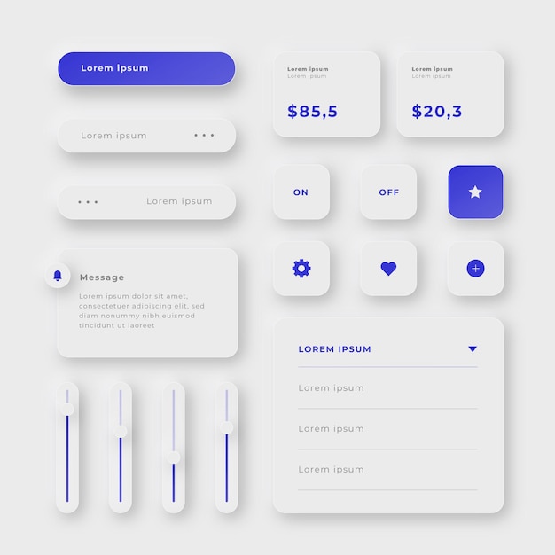 Samling av ui/ux-element med lutning