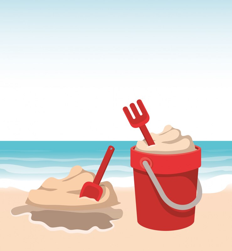 Vektör sand bucket and sea design
