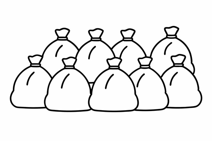 Vektör sandbag line art illustration concepts gallery inspiration