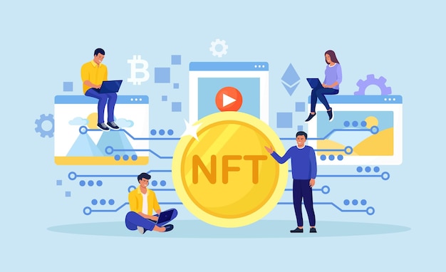 Satılık Kripto Sanat Öğeleri ve Blockchain Teknolojisi ile NFT Pazaryeri İnsanlar, Siber Uzayda Özel Sanat Şaheserleri ve Eski Eserleri Satın Almak İçin Değiştirilemeyen Jeton Kripto Para Birimi Kullanıyor