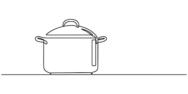saucepan single line icon steaming cooking pot icon continuous one line drawing continuous single