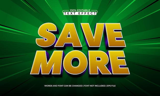 save more editable text effect with a discount and sale text style