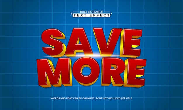 save more editable text effect with a discount and sale text style
