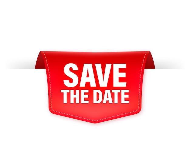 Save the date red ribbon isolated    illustration.