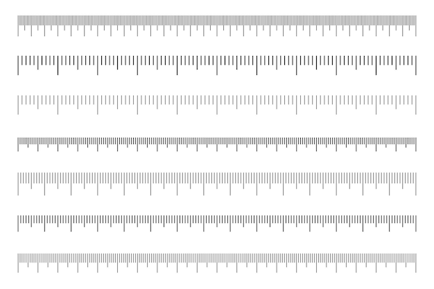 scale of ruler set horizontal measuring chart with centimeters and millimeters markup