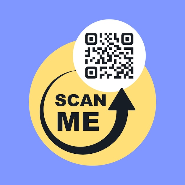 Scan me icon with QR code Symbol or emblem QR code scan for smartphone Scan me icon QR code for mobile app payment and identification QR code for payment Vector illustration