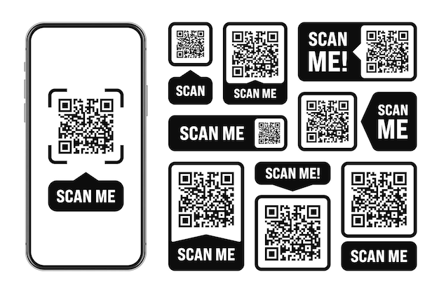 Scan me qr code sticker online payment special offer sale stickers shopping discount label or