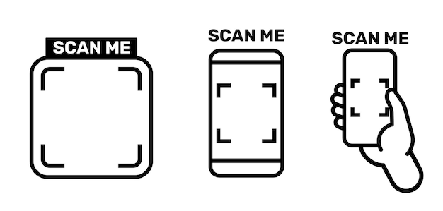 Scan me set icons QR code template Scan me sticker QR code scan icon set Scan me frame QR code