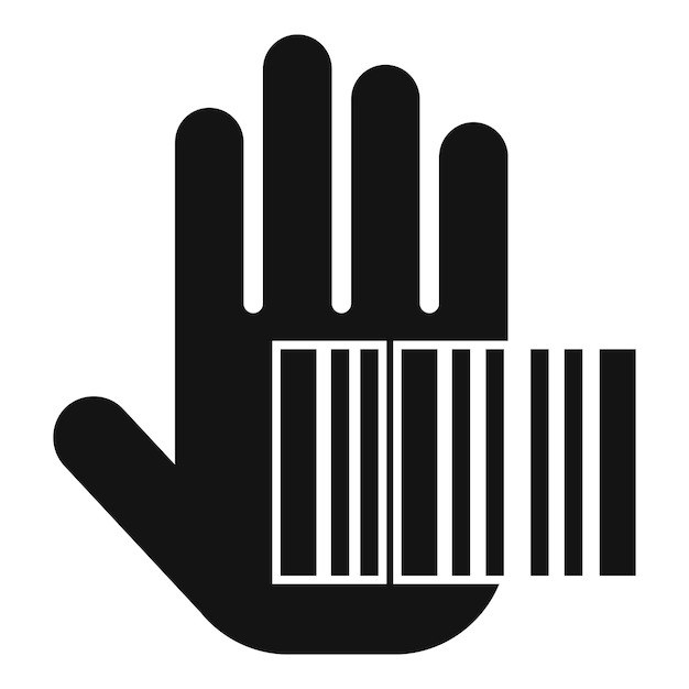 scan palm code icon simple vector automatic security