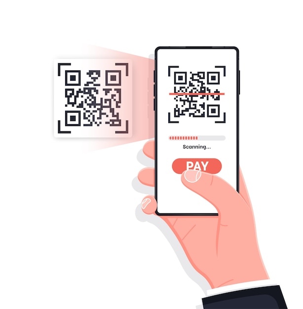 Scanning QR code with mobile smart phone Isolated on white background