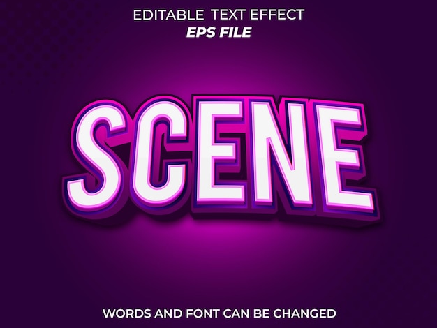 scene text effect 3d editable text vector template