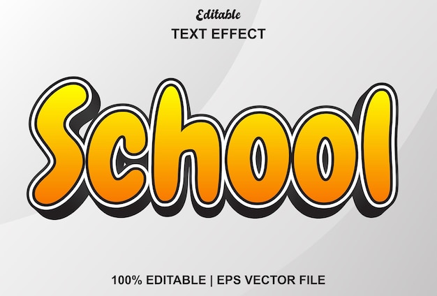 School text effect with white and yellow color editable
