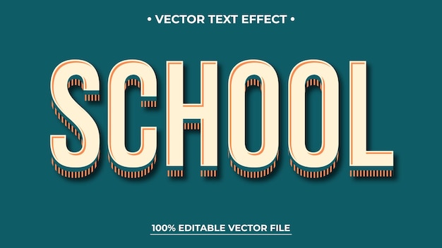 School Vintage text effect template with 3d style editable font effect