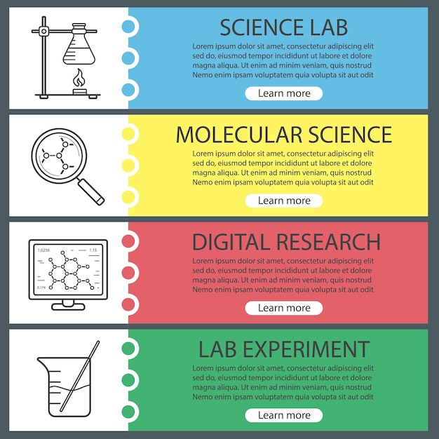 Science laboratory banner templates set Easy to edit