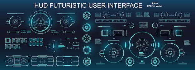 Scifi futuristic blue hud dashboard display virtual reality technology screen