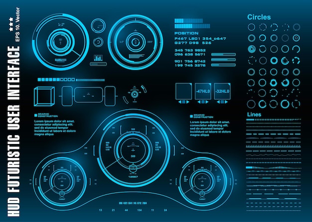 scifi futuristic hud blue dashboard display virtual reality technology screen