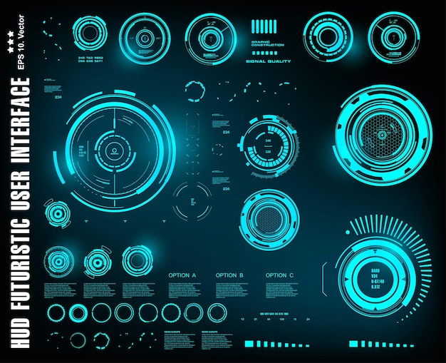 Scifi futuristic hud dashboard display virtual reality technology screen target