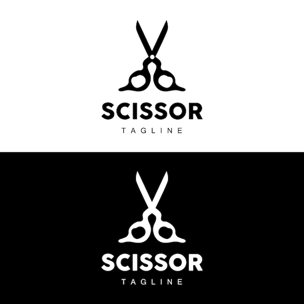 scissors logo cutting tools vector barbershop razor scissors simple design illustration template icon