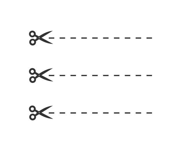 Scissors trim line icon Cut paper illustration symbol snip page vector