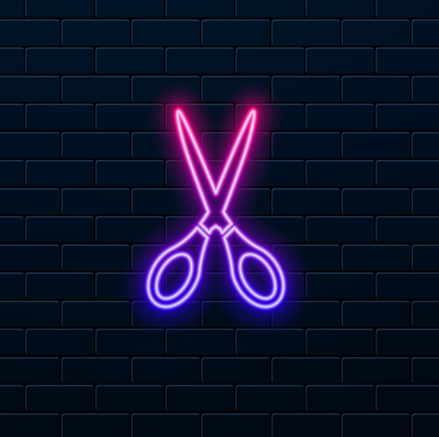 scissors vector icon flat illustration with the image of scissors neon style