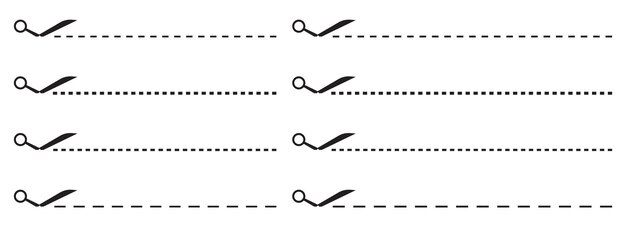 Scissors with cut dotted line vector illustration collection