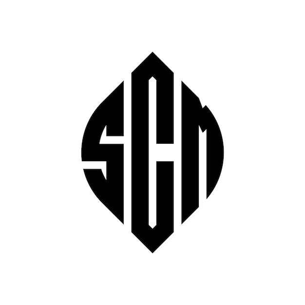 SCM circle letter logo design with circle and ellipse shape SCM ellipse letters with typographic style The three initials form a circle logo SCM Circle Emblem Abstract Monogram Letter Mark Vector