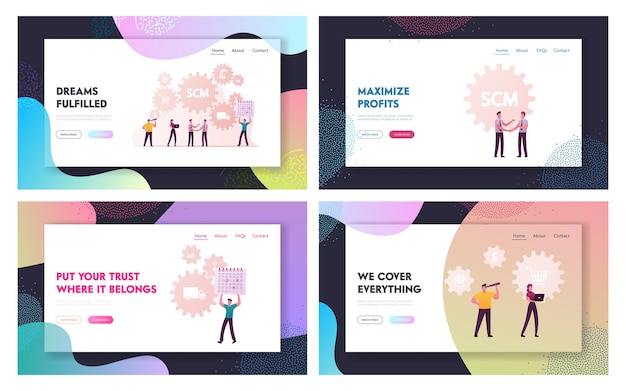 SCM, Supply Chain Management Landing Page Templates Set.