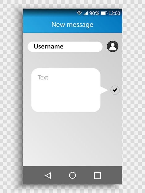 Screen of smartphone with Sms messenger. Speech bubble