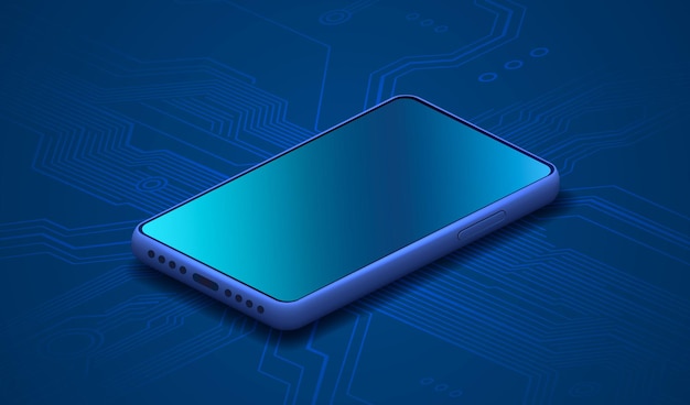Screen phone neon icon app modern blue background