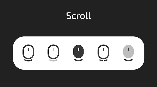 Scroll icons in 5 different styles as vector