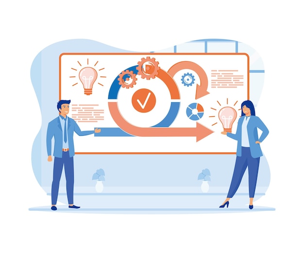 Scrum agile framework plan as software development method Effective teamwork for project sprint Adaptive programming rule cycle and process managing strategy flat vector modern illustration