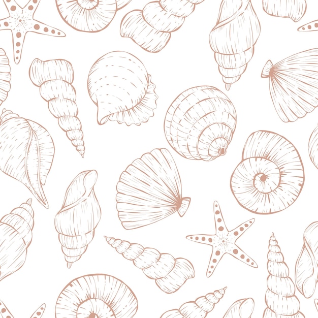 Sea shell seamless pattern