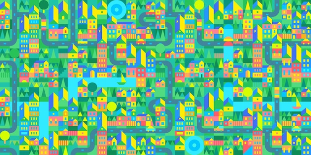 seamless abstract cartoon urban vector bauhaus swiss geometric city pattern design background template