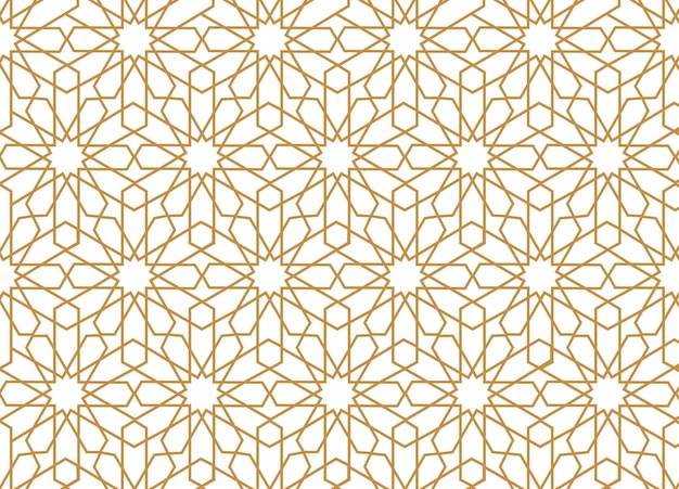 Seamless abstract gold line pattern in Arabian style vector background