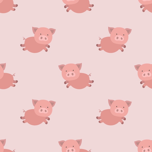 seamless adorable pig cartoon pattern